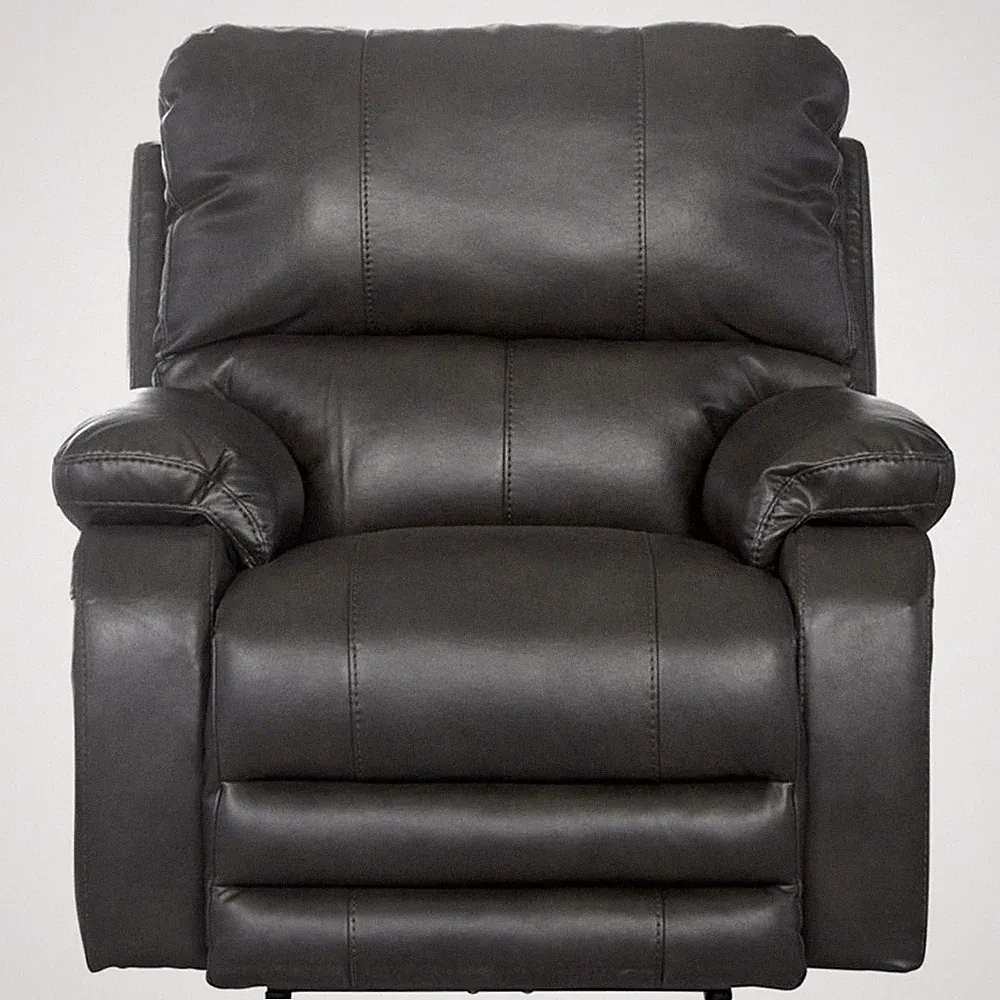 Kealyn Power Lay Flat Recliner with Power Headrest in Gray Faux Leather