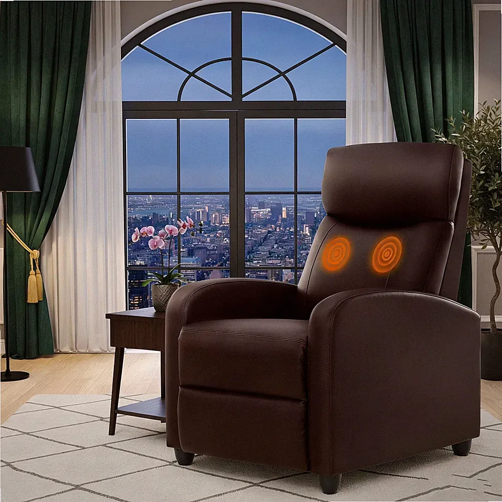 Massage Recliner Chair - Adjustable PU Leather Recliner Brown