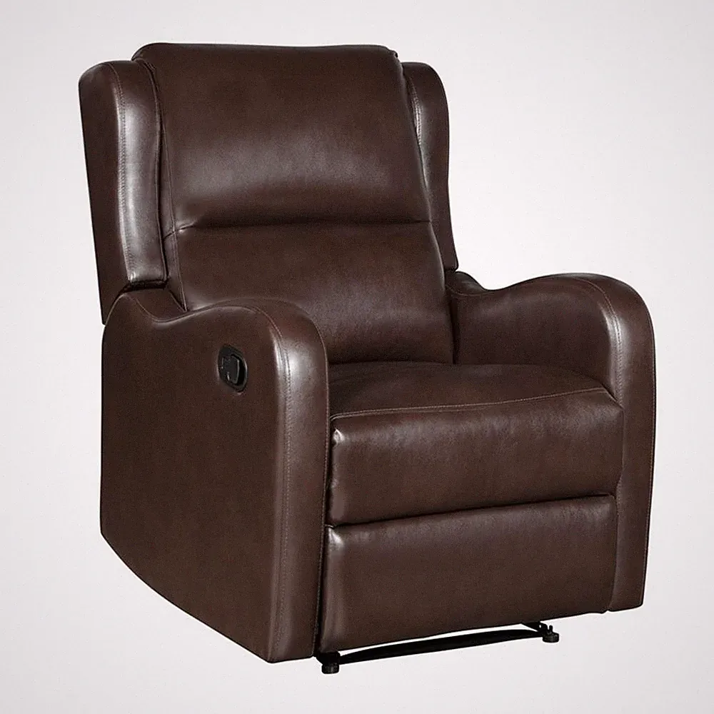 Pemberly Row Contemporary Faux leather Manual Recliner in Brown
