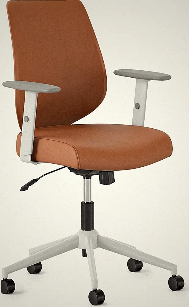 Vegan Leather Swivel Office Chair with Lumbar Support & Adjustable Armrests
